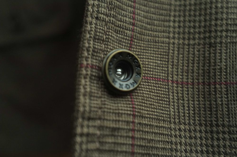 jesienny kostium Mexx żakiet + spodnie z szerokimi nogawkami w kratkę