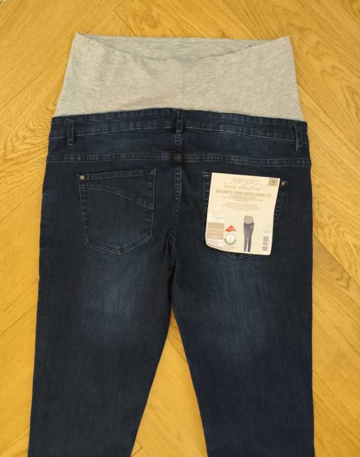 Nowe jeansy ciążowe 40 L pas ciążowy skinny granat spodnie
