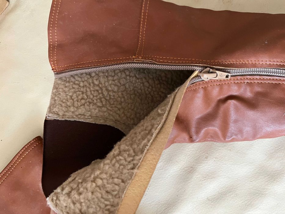 TANIO brązowe, ocieplane futerkiem, długie kozaki muszkieterki