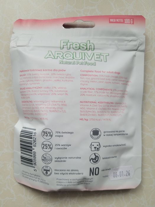 Karma dla psa Arquivet Fresh 100g