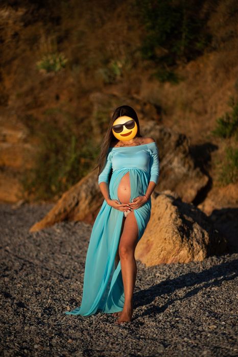 Сукня шифонова блакитна для фотосесії вагітності розмір м.