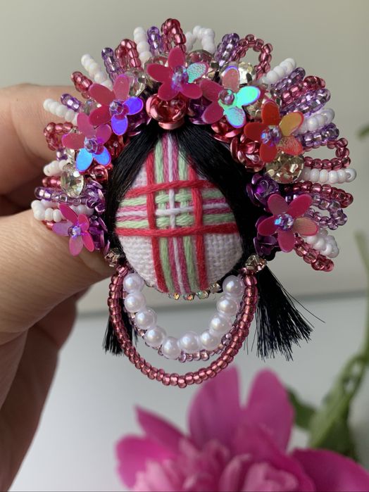 Брошка - мотанка - сережки - ручна робота