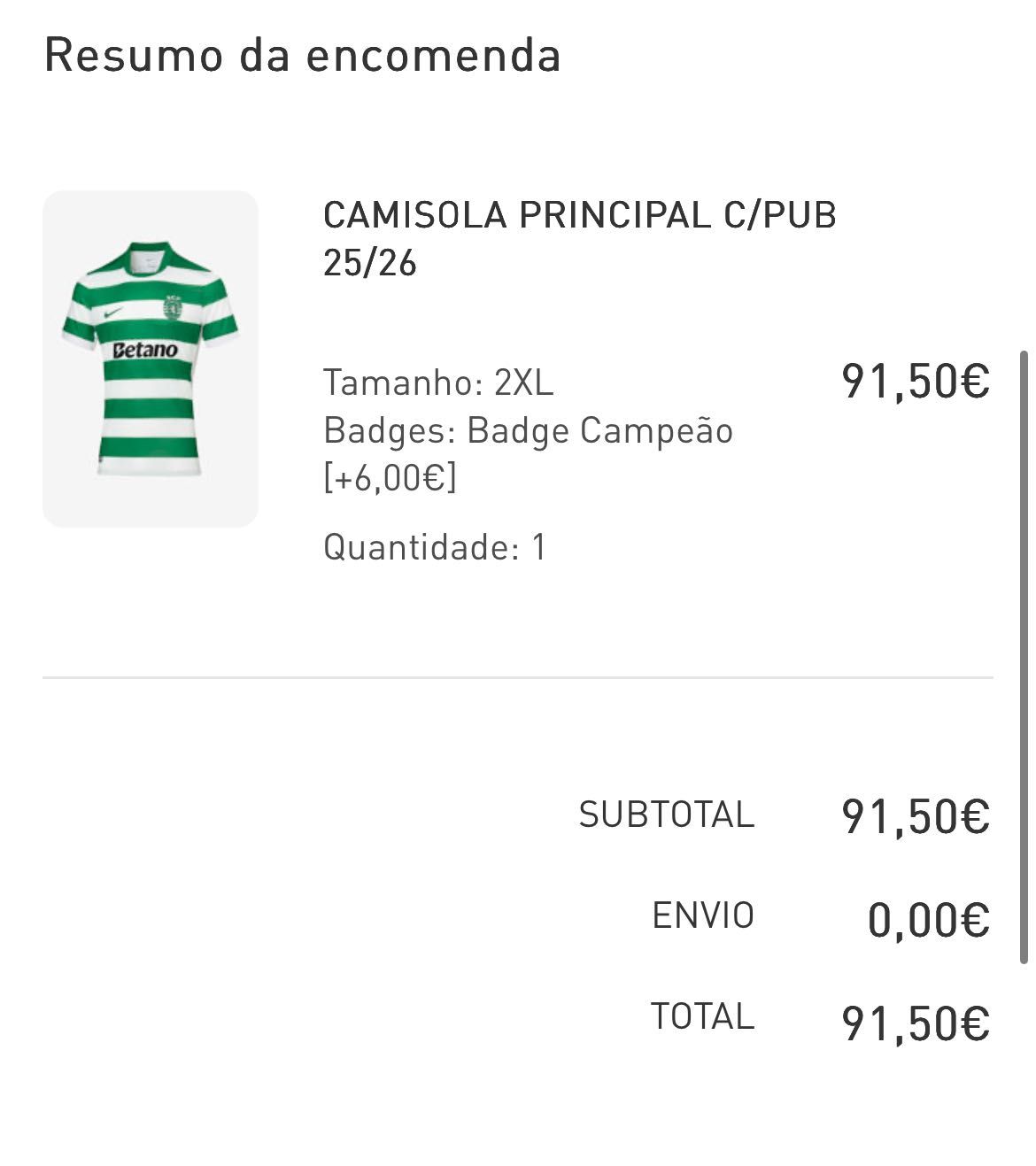 Por estrear NOVA camisola Sporting Homem tamanho XXL por abrir