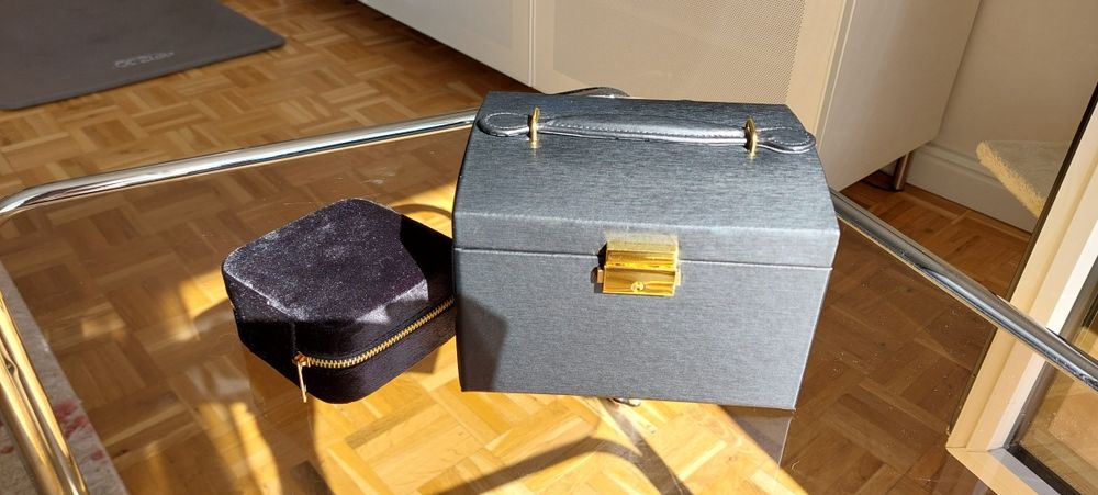 Nowy zestaw prezentowy szkatuła kuferek +organizer na biżuterię czarny