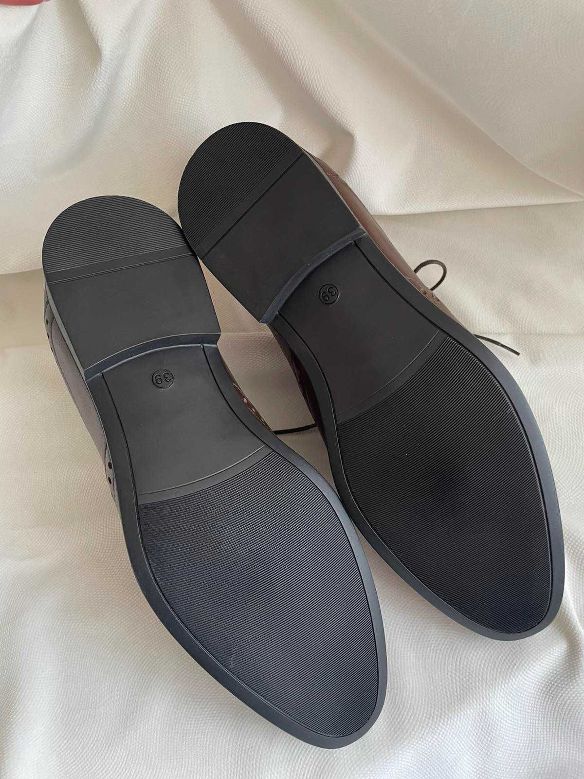 Nowe skórzane buty półbuty brogsy męskie Nico Rarini wizytowe r.39