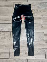 770/ Sylwester Impreza Lateks latex spodnie czarne legginsy S