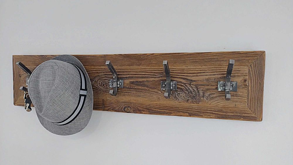 Wieszak ze starego drewna i stali – loft, transport gratis