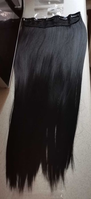 Doczepiane czarne włosy clip in 1b 60 cm