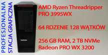Stacja robocza graficzna AMD 256 RAM 64 rdzenie 3995wx okazja