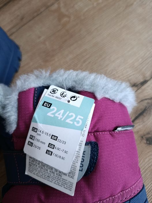 Nowe 24/25 śniegowce wodoodporne na rzepy lugik Decathlon futerko  gra