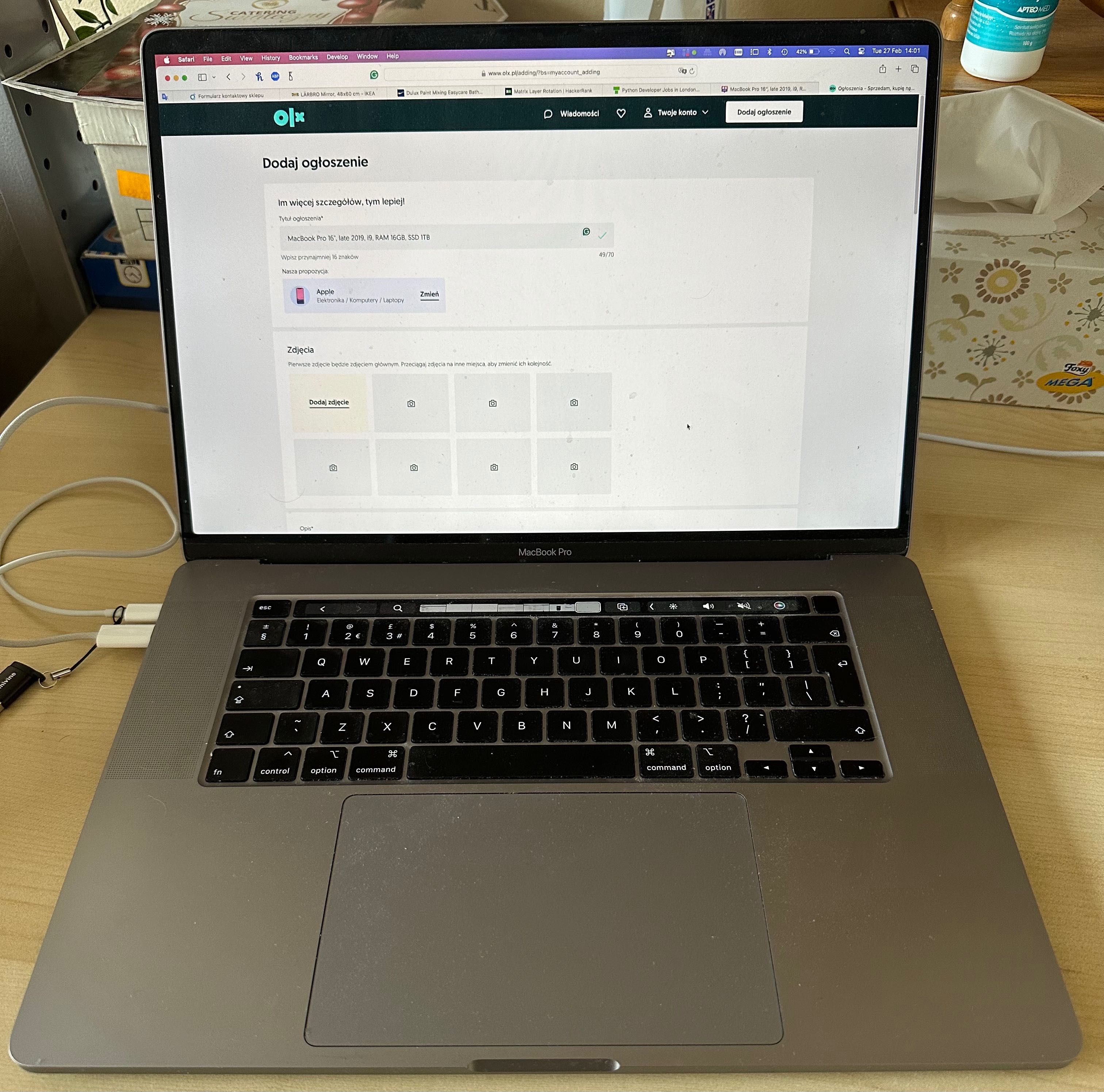 MacBook Pro 16", late 2019, i9, RAM 16GB, SSD 1TB