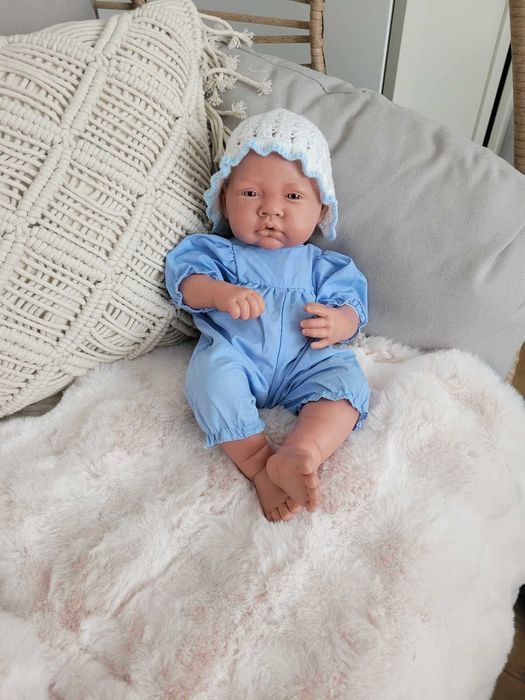 Ubranko dla lalki bobasa baby born 40-44cm pajacyk niebieski z czapką