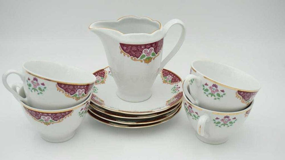 Ćmielów filiżanki na spodeczkach +mlecznik