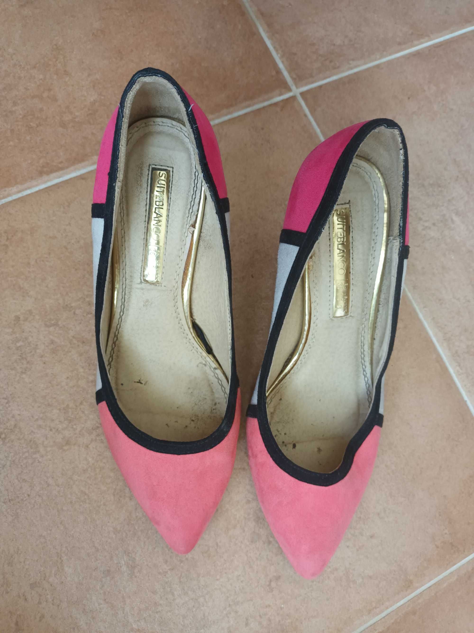 Sapato de salto rosa/branco 36
