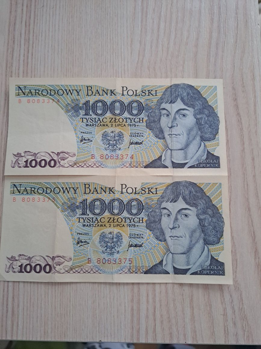 Sprzedam dwa banknoty o nominale 1000 zł.