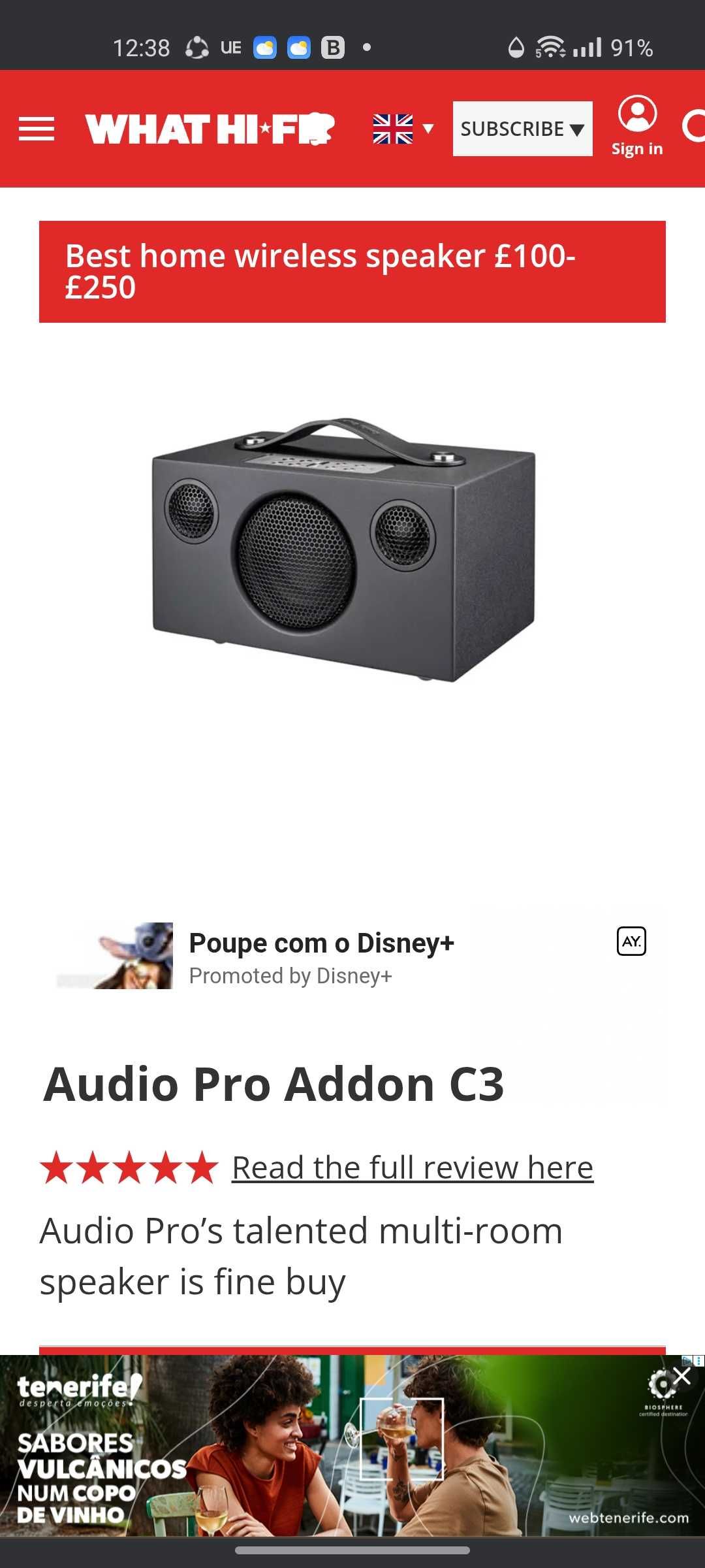 Coluna portatil Audio Pro C3