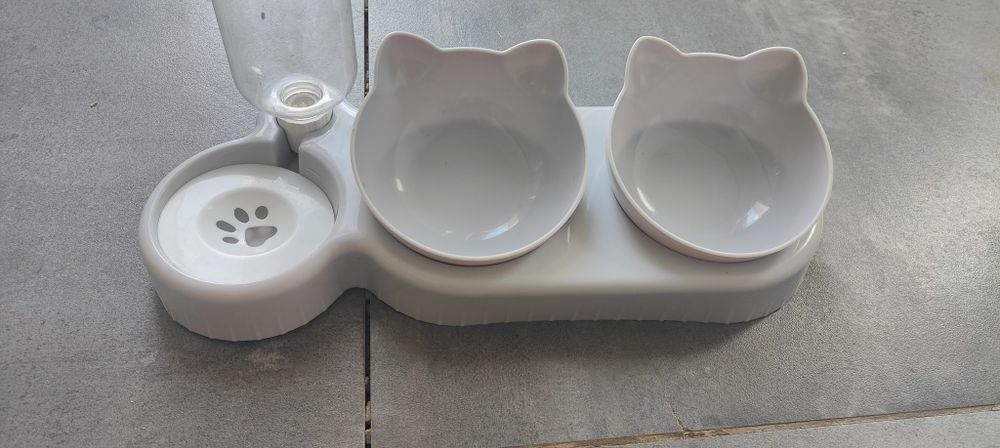 Comedouro gato cinza