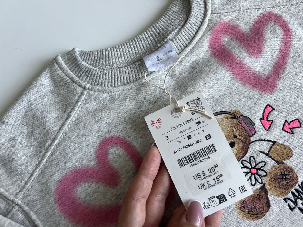 98см світшот zara reserved на осінь осінній для дівчинки