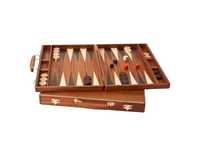 Tryktrak backgammon nardy mahoniowy kuferek gra planszowa 38cm prezent