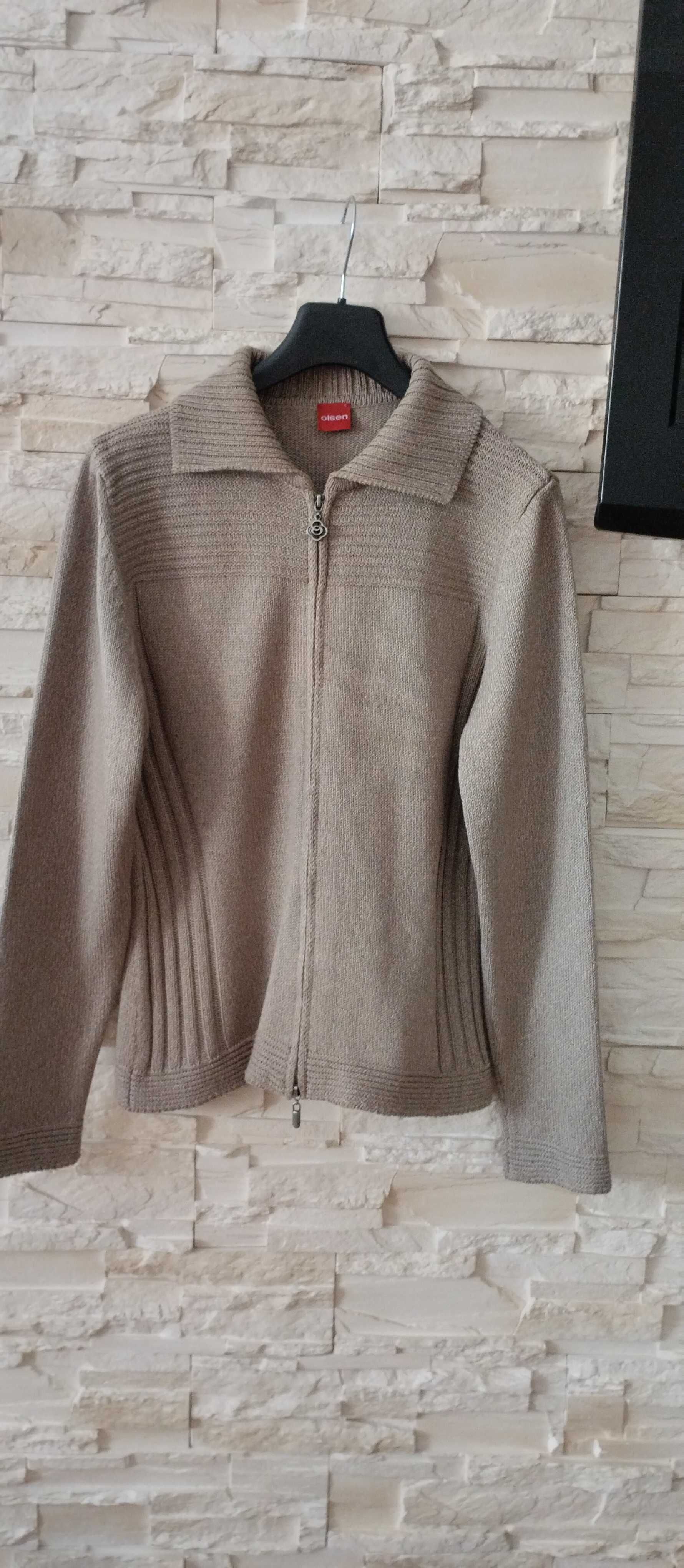 Sweter rozpinany kardigan damski na zamek beżowy M/38 Olsen