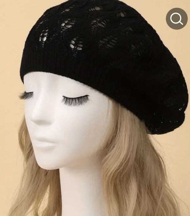 Beret damski ażurowy
