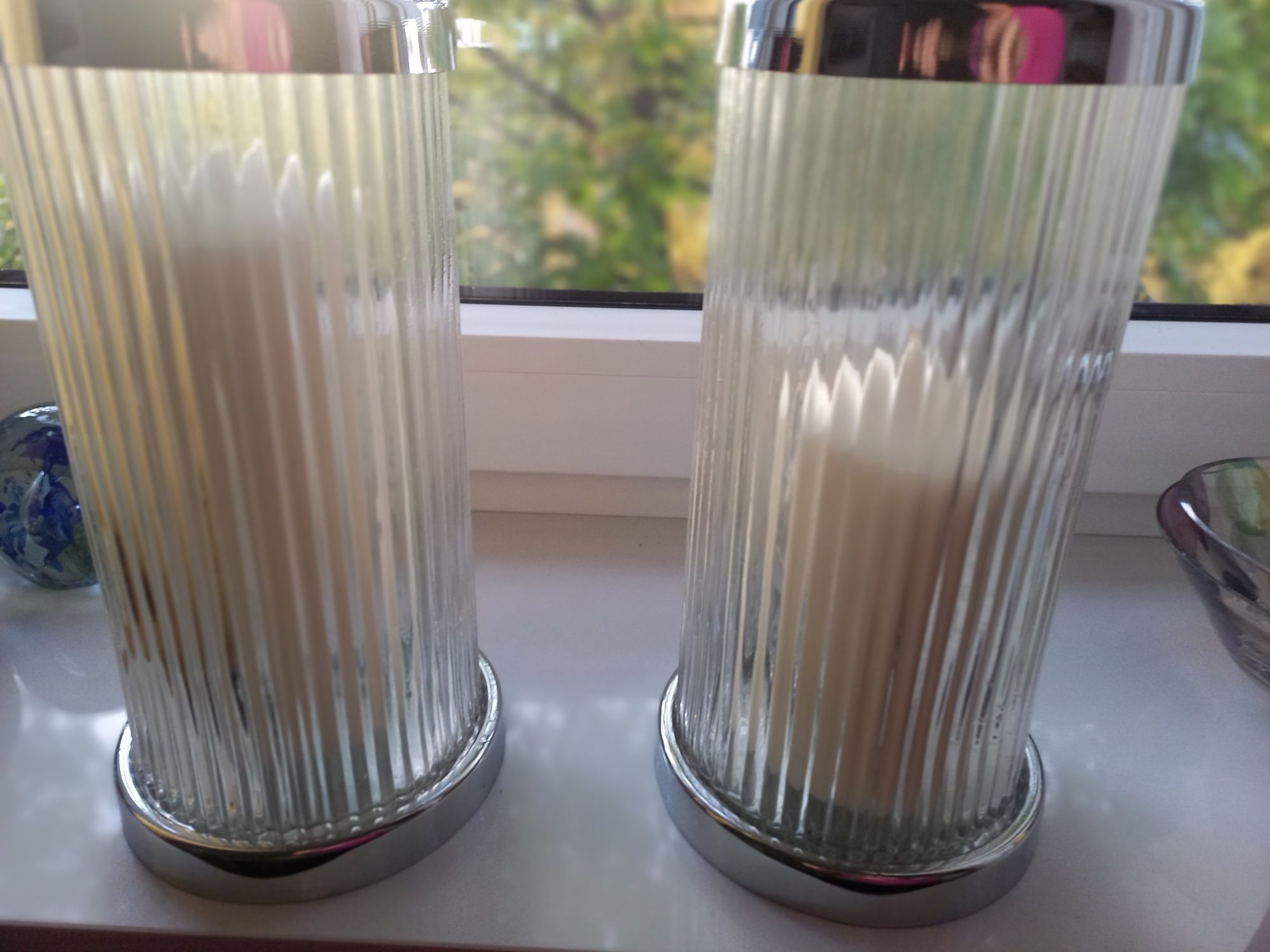 Dwa świeczniki szklane