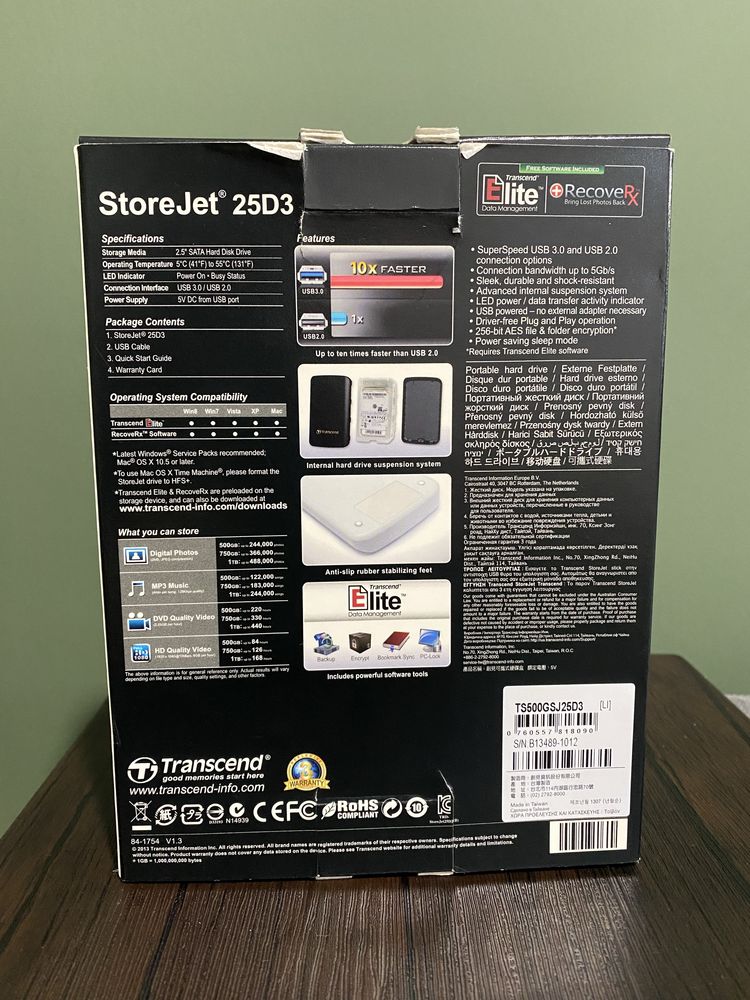 Жорсткий диск Transcend StoreJet 500GB 5400rpm 3 2.5 USB 3.0 External