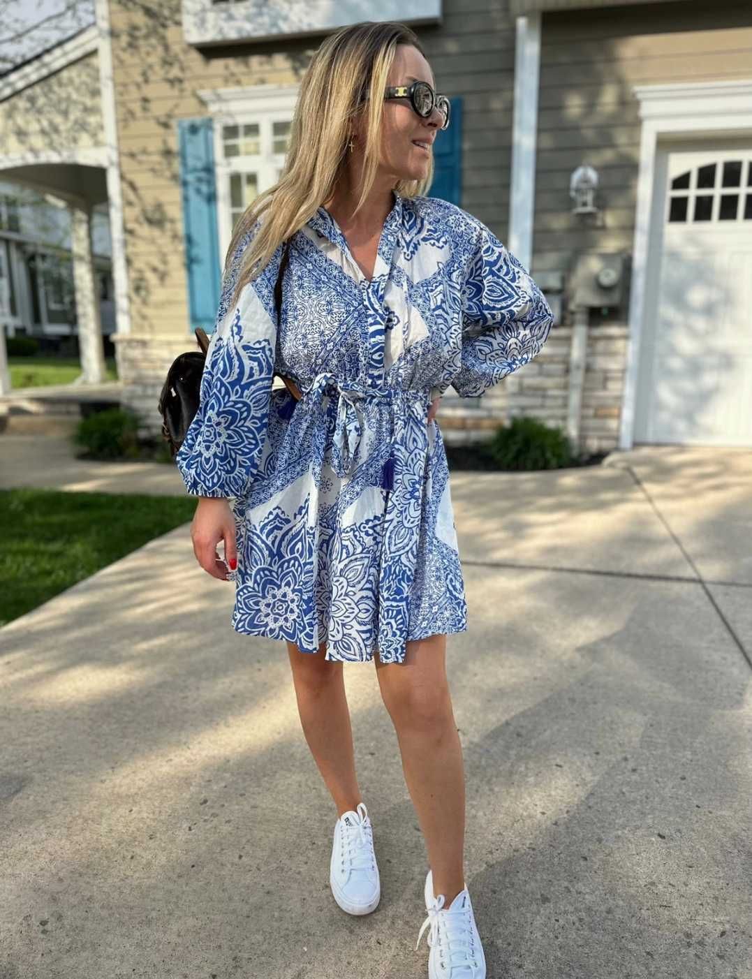 Zara sukienka tunika bawełniana Boho hippie L