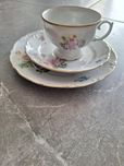 Fine china lichte Gebrüder Heubach trio śniadaniowe zestaw porcelana