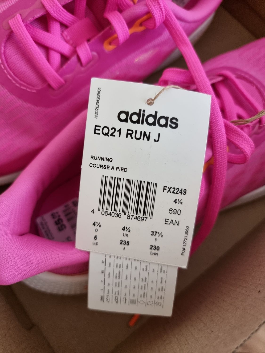 Nowe buty sportowe do biegania adidas damskie 37 i 1/3 23,5cm różowe