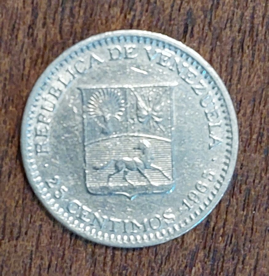 Moeda da República da Venezuela do ano 1965 (25 cêntimos)