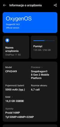 OnePlus 11 5 g 16 GB ram/256 GB