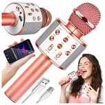 Mikrofon karaoke bezprzewodowy bluetooth rose gold Powystawowy