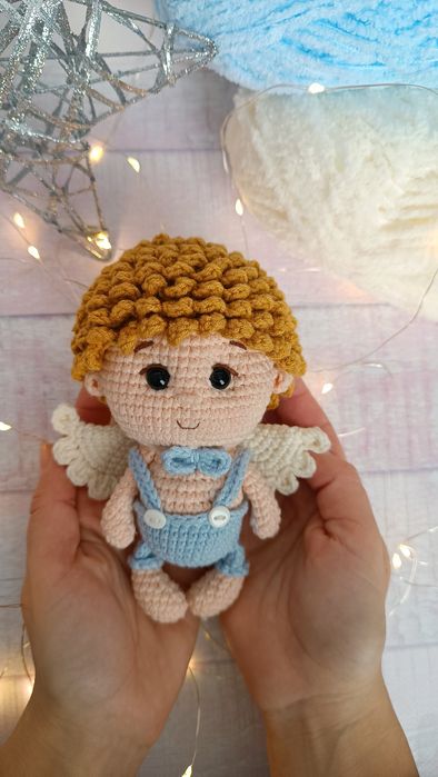 В'язаний янгол. Іграшка в'язаний ангел. Дівчинка та хлопчик