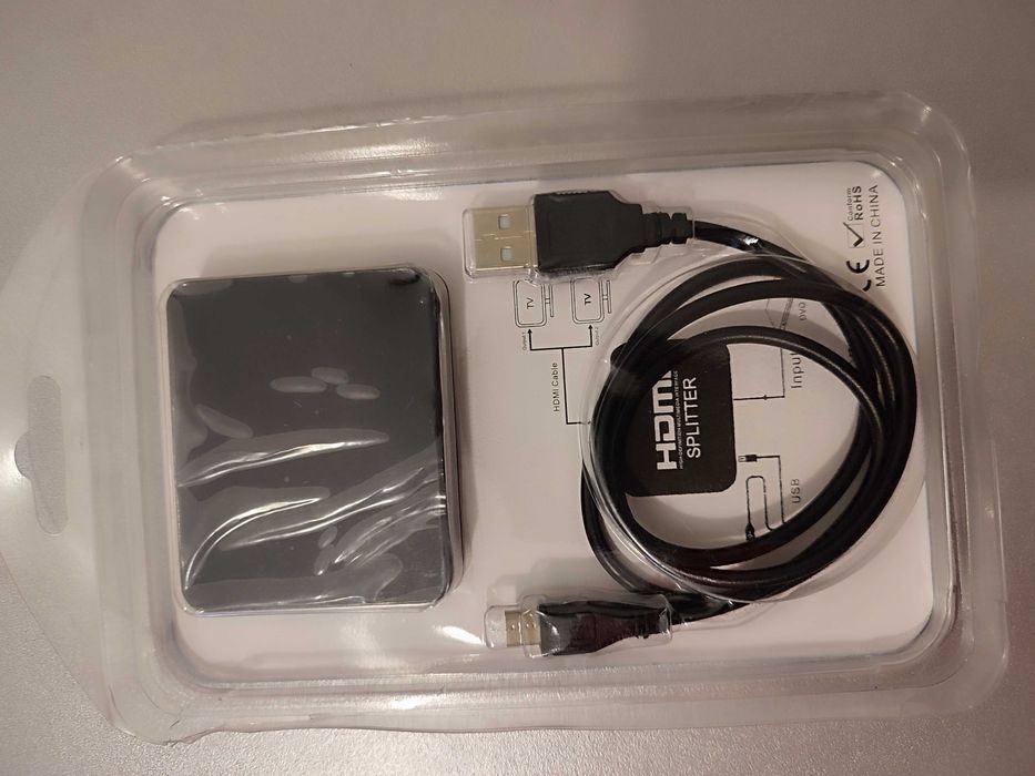 HDMI Switch Video Switcher Splitter, 1 Entrada para 2 Saídas