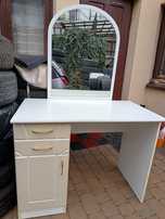 TOALETKA Kosmetyczna-BIURKO 90cm Lustro 2-Szuflady Schowek Pułka PERŁA