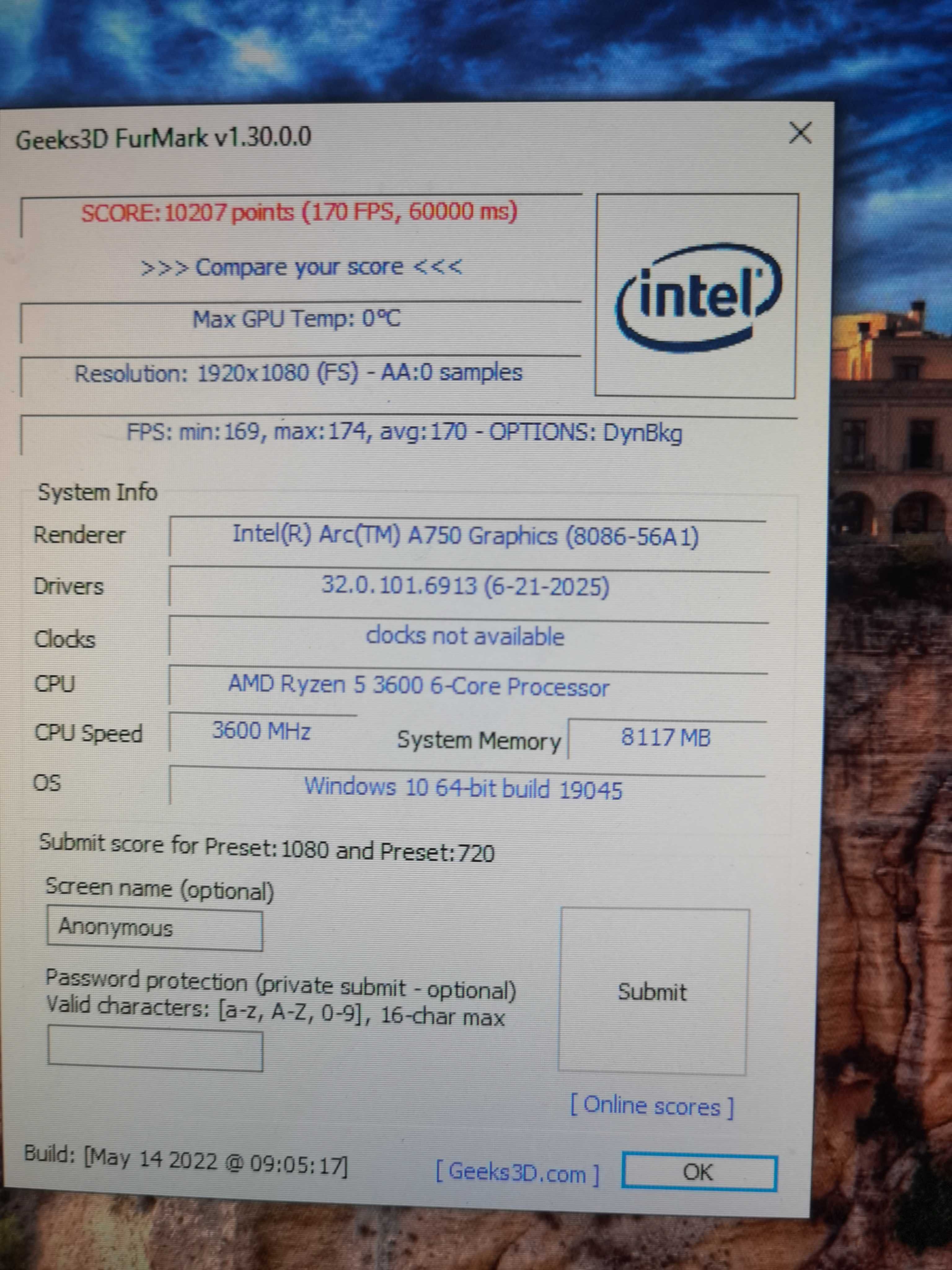 Komputer gamingowy  Intel Arc a750 8G Zestaw