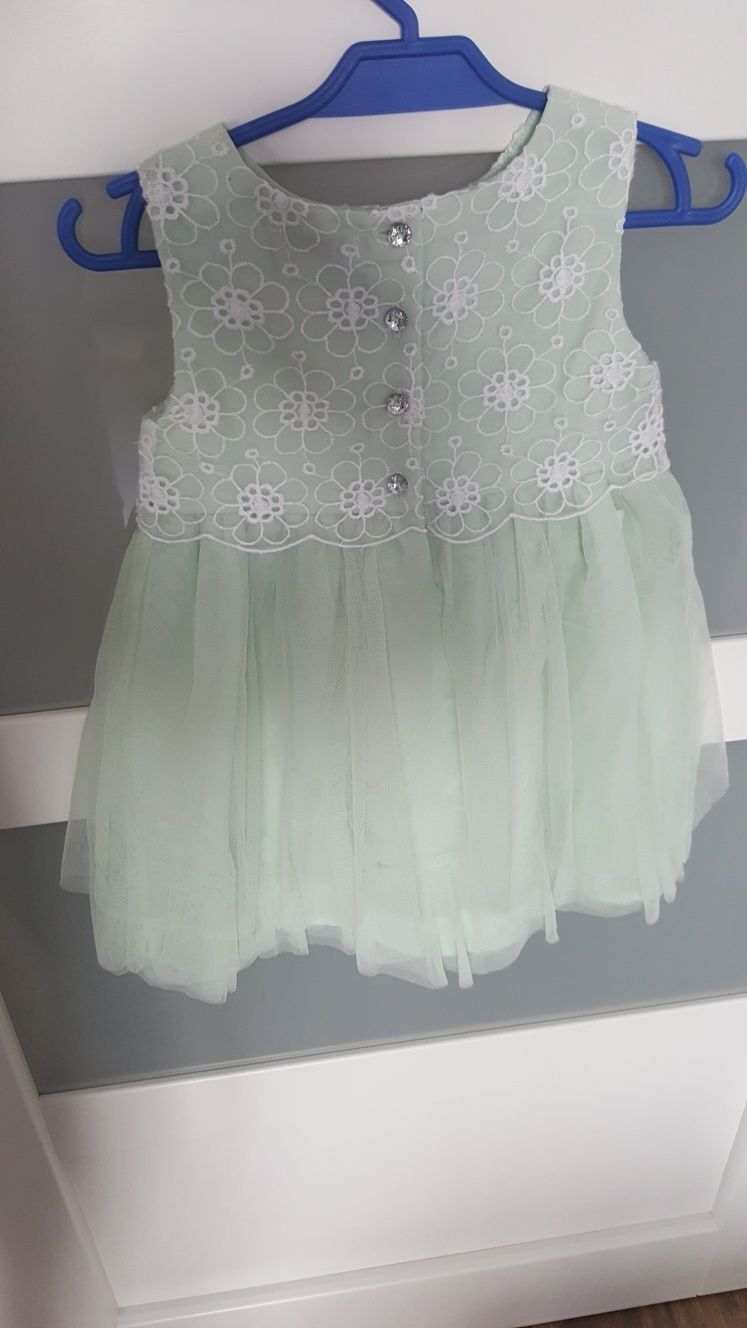 Sukienka sukieneczka pastelowa na wesele elegancka tiul miętow