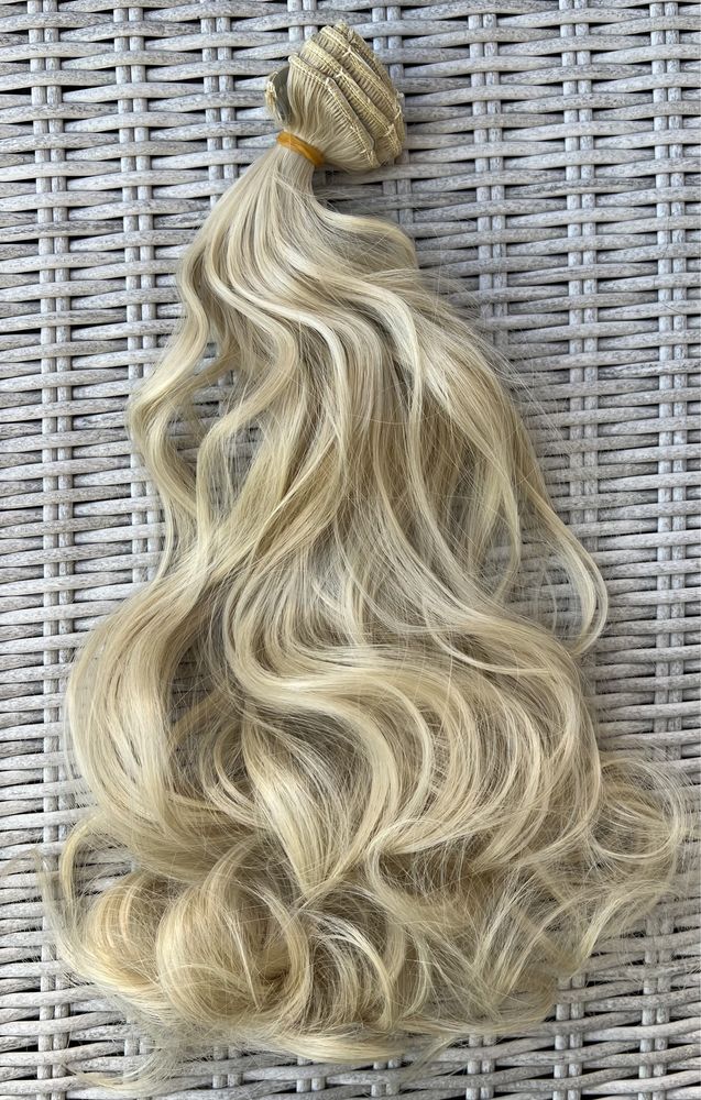 Włosy doczepiane, naturalny blond, loki clip in