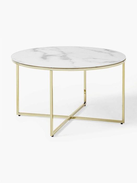 Stolik kawowy ze szklanym blatem o wyglądzie marmuru Antigua(Westwing)