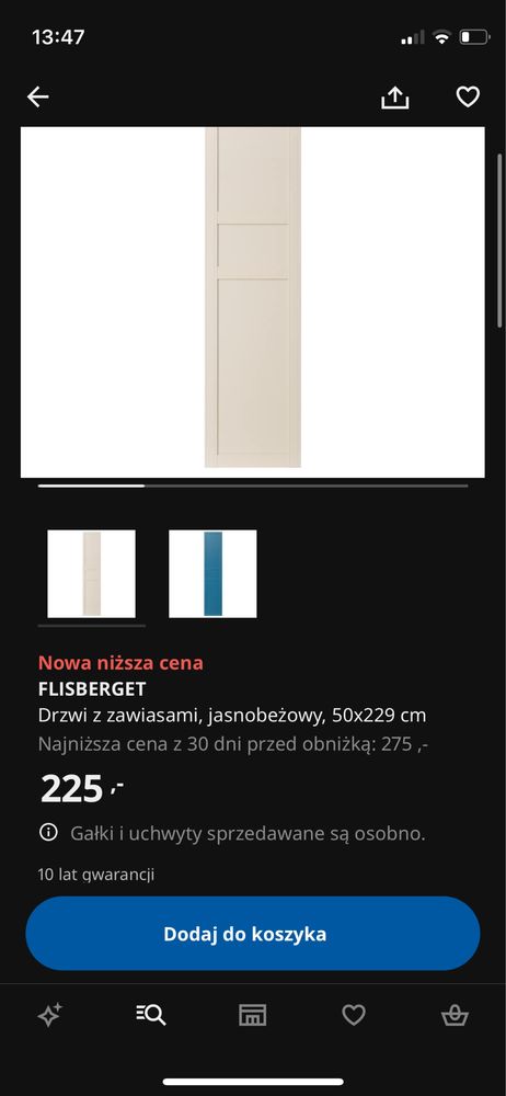 Front Flisberget 1 szt + zawiasy 4 szt do szafy Pax Ikea