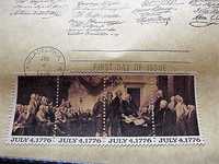 Znaczki: 200 lat USA 1976 r. FDC na Deklaracji Niepodległości USA.