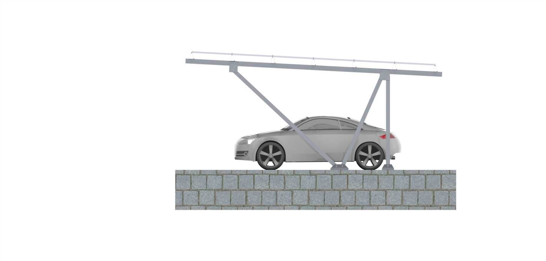 Carport aluminiowy dwustanowiskowy pod 18 modułów 3 x 6 2278 x 1134 PV