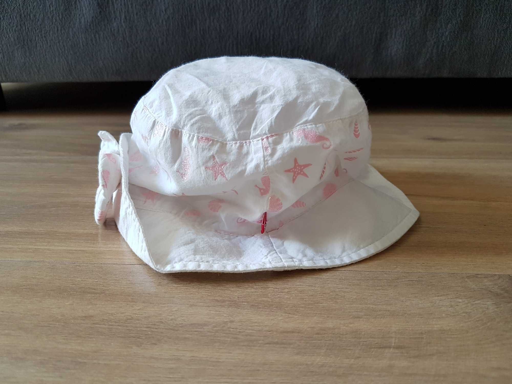 BROEL biały bawełniany kapelusz dziewczęcy z kokardą 51cm
