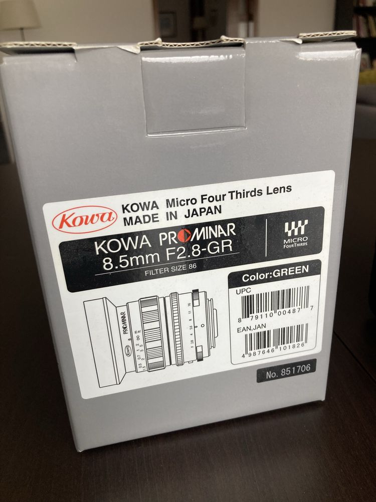 Objetiva grande angular Kowa Prominar 8.5mm f2.8 (MFT)