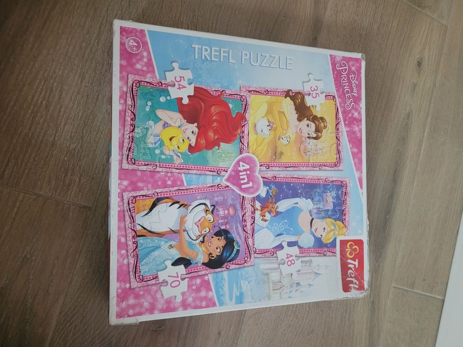 Puzzle dziewczynka 4+ mix puzzli Arielka, Jaśmina, Bella, Kopciuszek