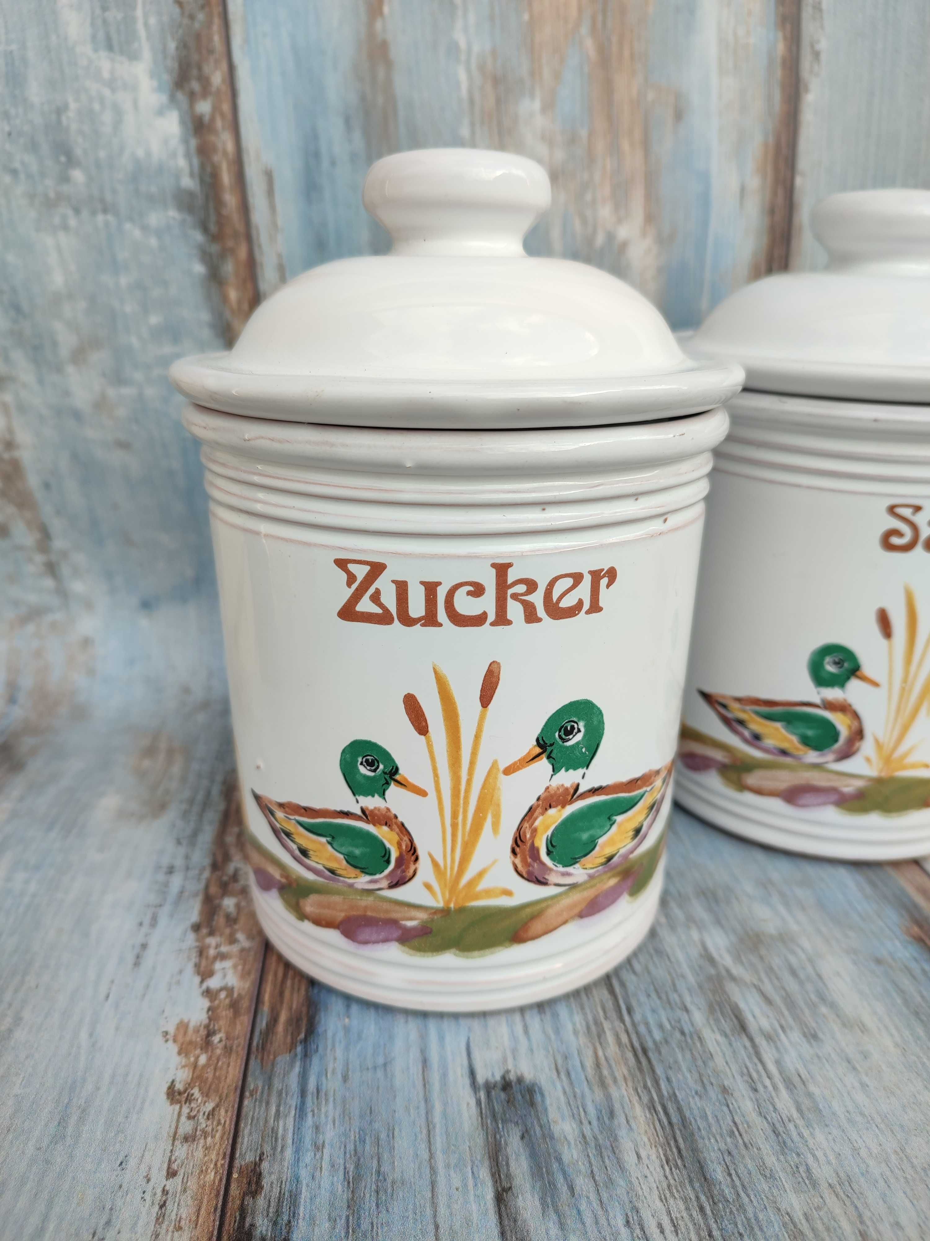 Ceramiczne pojemniki Kuchenne - Ręcznie malowane - vintage - design