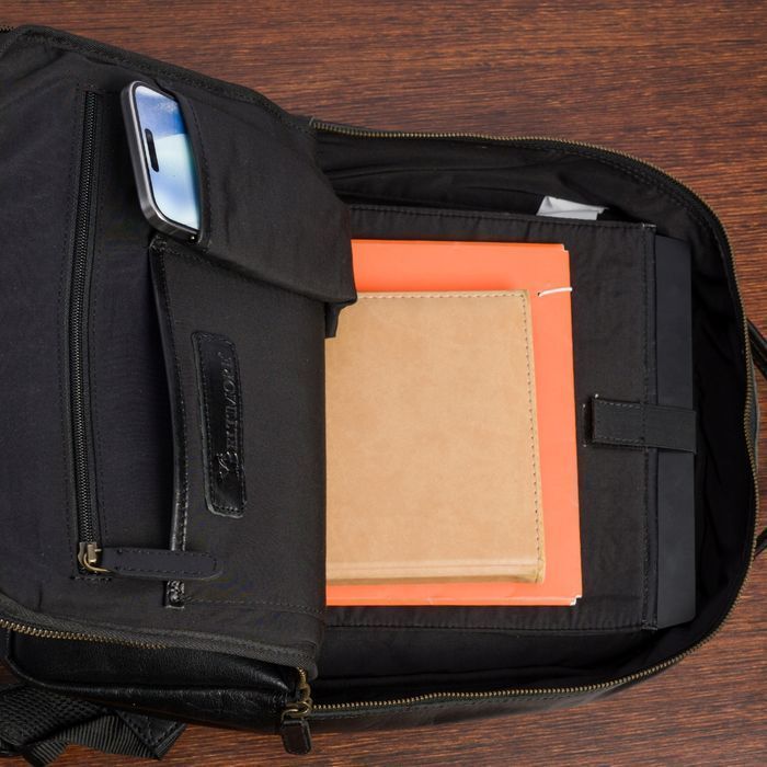 Plecak skórzany na laptopa 15,6 biznesowy duży A4 pojemny czarny