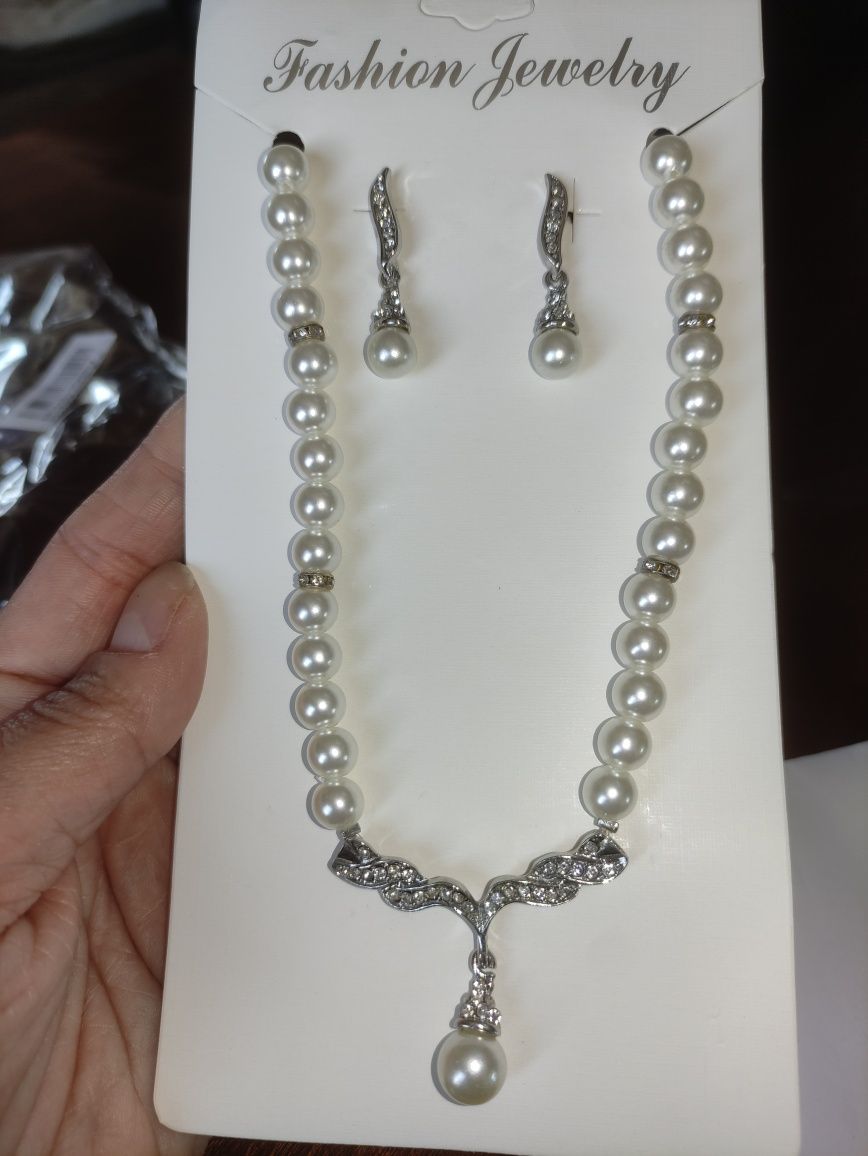 Set Conjunto Prateado Pérolas