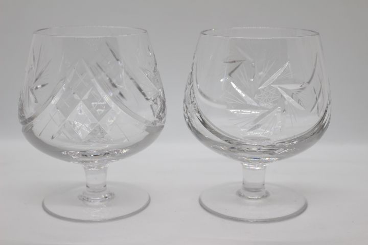 2 Copos Ballon Cristal Lapidado Vintage Brandy Cognac